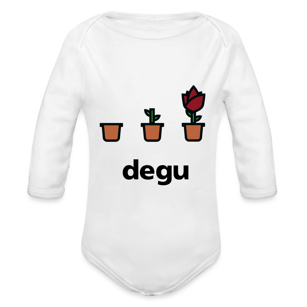 Degu Long Sleeve Baby Bodysuit - white