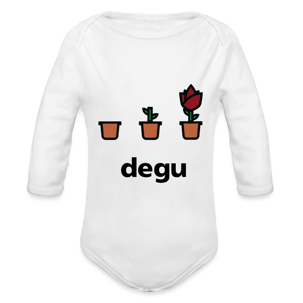 Degu Long Sleeve Baby Bodysuit - white