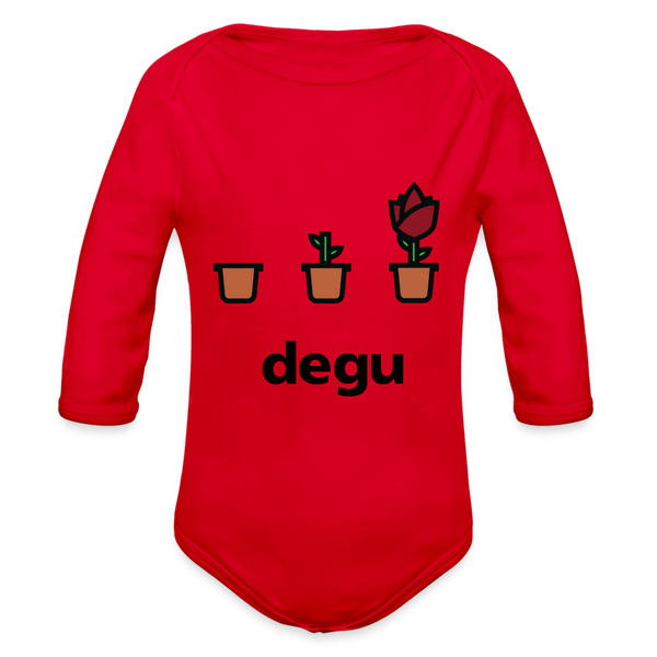 Degu Long Sleeve Baby Bodysuit - red